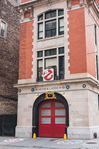 Closed door of old building