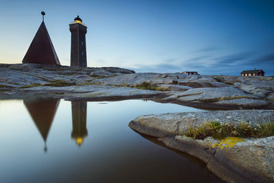Lighthouse reflecting on water