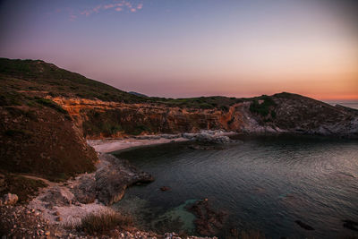 Scenic view of sea against sky during sunset