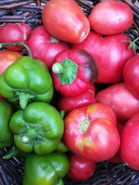 High angle view of tomatoes for sale at market