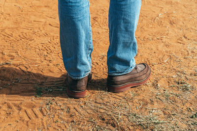 Low section of man standing on ground