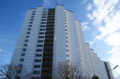 Low angle view of modern building against sky