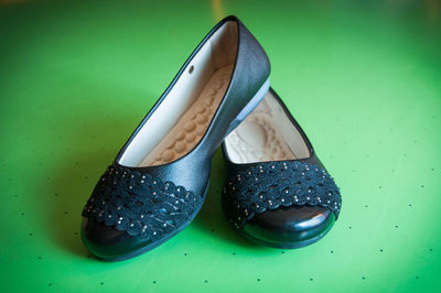 Close-up of shoes over white background