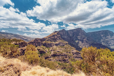 Scenic view of mountains against sky