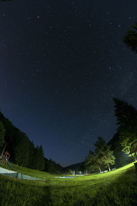 Scenic view of field against sky at night