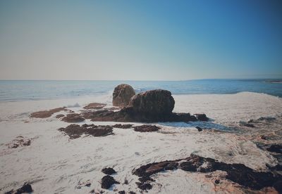 Scenic view of sea against clear sky