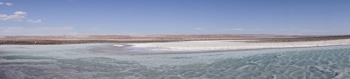 Panoramic view of salt lake at atacama desert