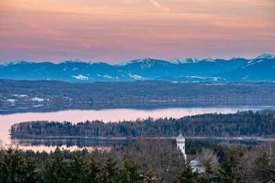 Scenic view of landscape against sky during sunset