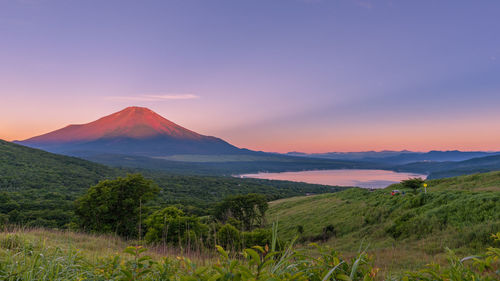 Scenic view of mountains against clear sky