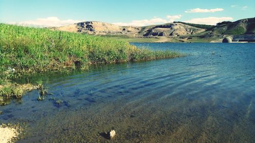 Scenic view of lake against sky