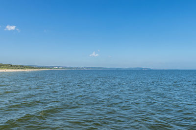 Scenic view of sea against blue sky