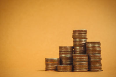 Close-up of a stack of table