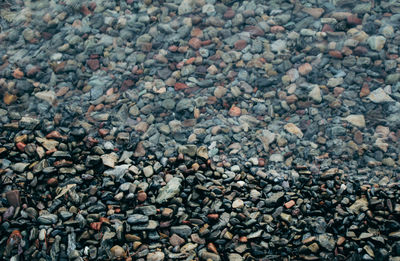 Full frame shot of pebbles on beach