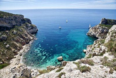 High angle view of sea against sky