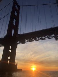 Low angle view of bridge against sky during sunset