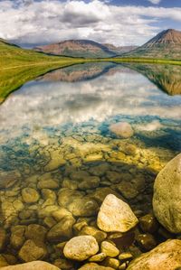 Scenic view of lake against sky