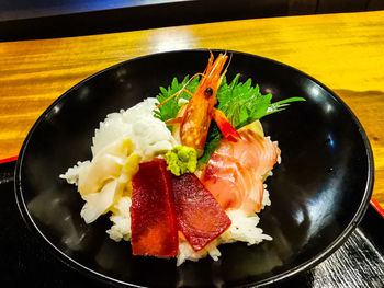 High angle view of meal served in plate