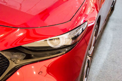 High angle view of red car