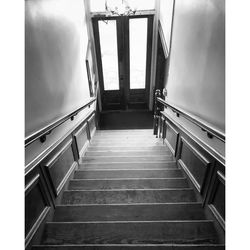 High angle view of empty staircase in building