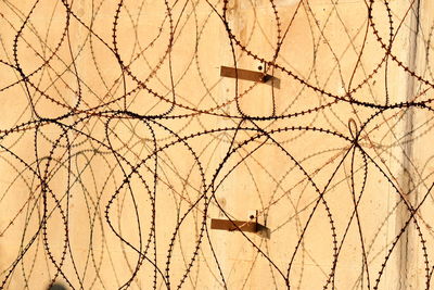 Security metal wire on a protection wall