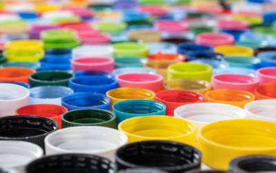 Recycled multicolored plastic bottle caps