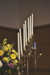 Candles on stand on wedding day