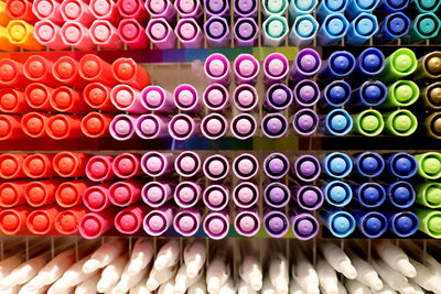 Full frame shot of multi colored pencils in store