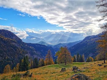 Scenic view of mountains against sky