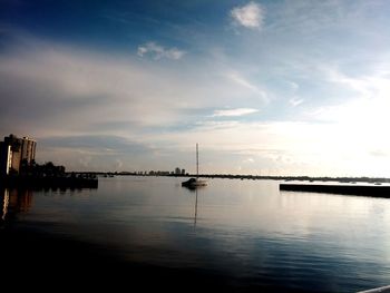 View of marina at sunset