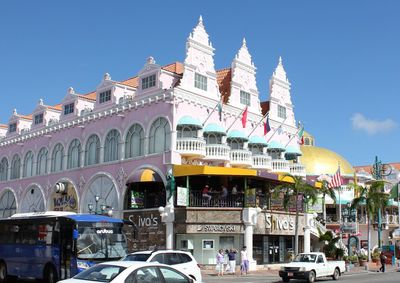 Low angle view of church against blue sky