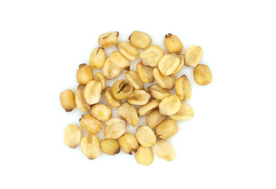 High angle view of blueberries against white background