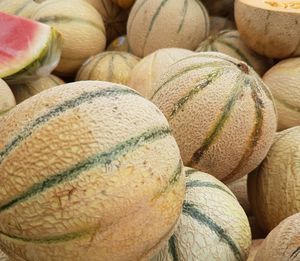 Full frame shot of cantaloupes at market stall