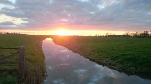 Scenic view of landscape against sky during sunset