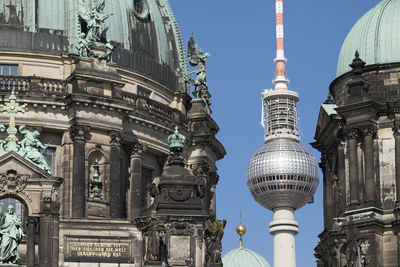 Berliner dom, berlin cathedral, and tv tower, museumsinsel, museum island, berlin, germany, europe