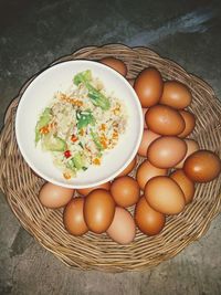 High angle view of vegetables in bowl