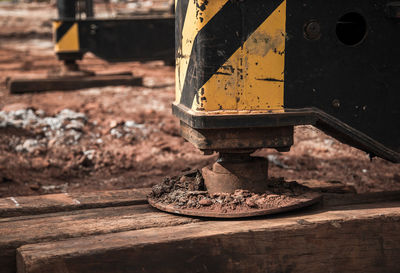 Close-up of machinery at construction site