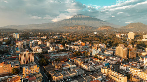 Aerial view of the arusha city, tanzania