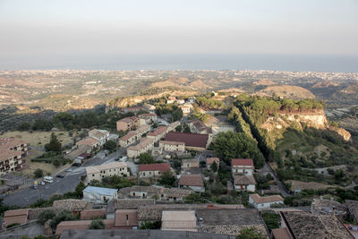 High angle view of townscape against sky