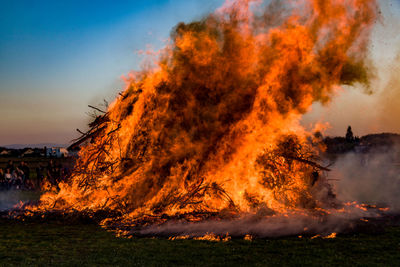 Fire on field 