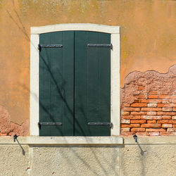 Closed door of old building