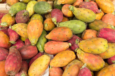 Full frame shot of prickly pear cactus in market