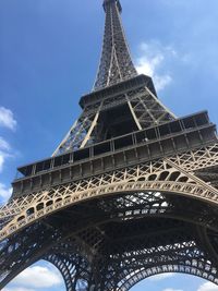 Low angle view of eiffel tower against sky