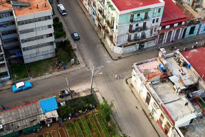 High angle view of city street