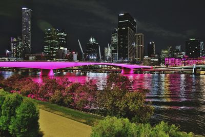 City lit up at night
