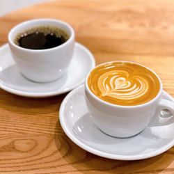 High angle view of coffee on table