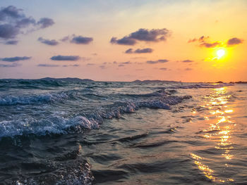 Scenic view of sea against sky during sunset