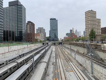 View of train yard in downtown brooklyn 