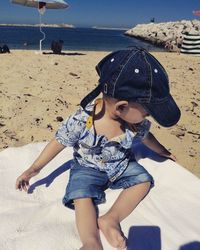 Full length of boy on beach