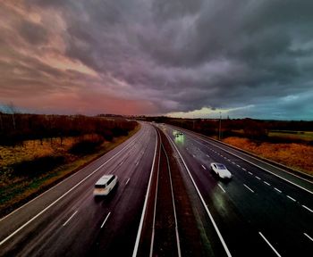 Empty road against sky during sunset, m6 motorway, freeway, toll road