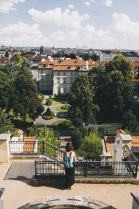 Woman looking at, prague, czech republic, from fürstenberg garden